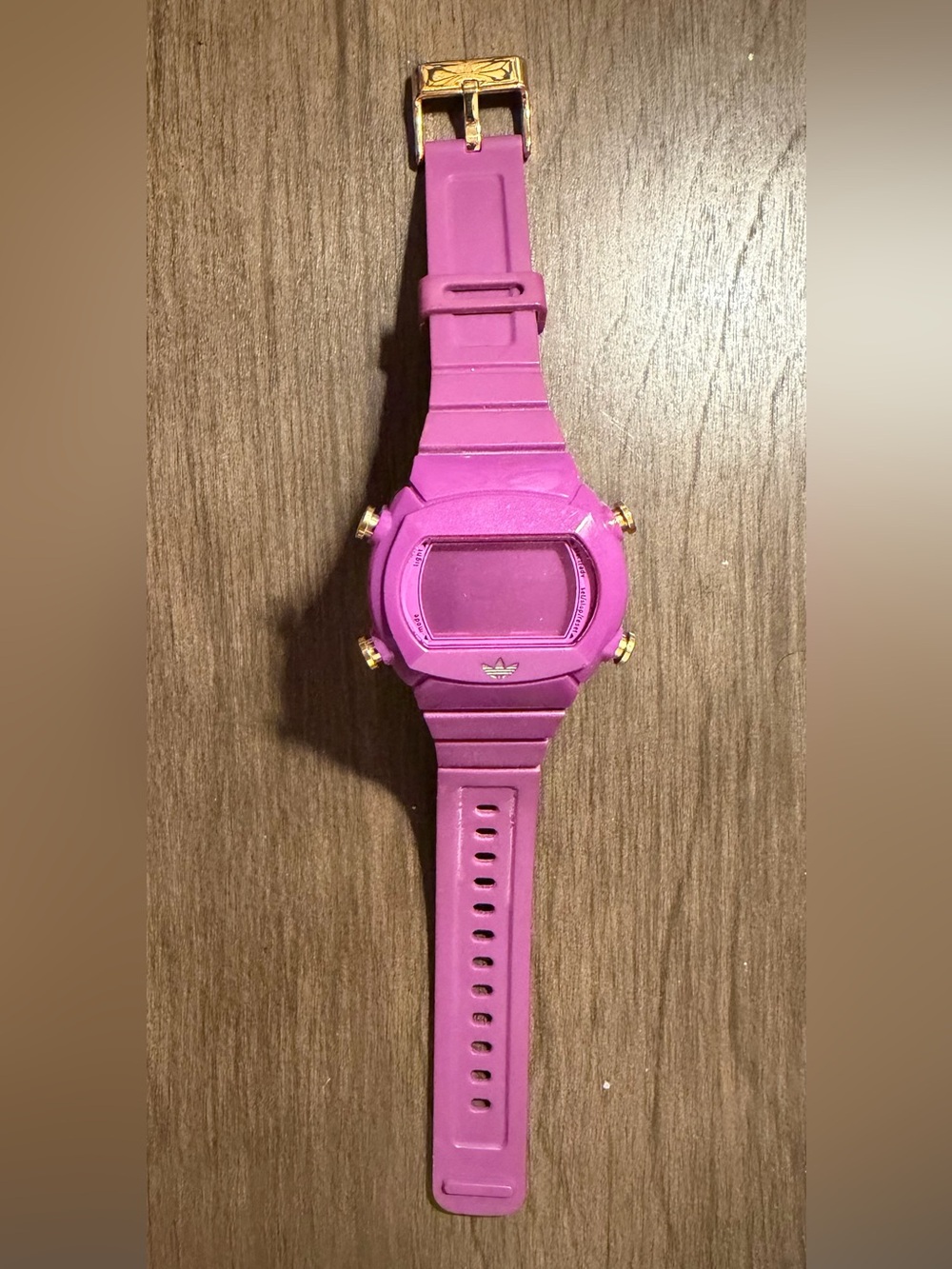 adidas Purple Digital Silicone Watch with Gold Accents for Women
